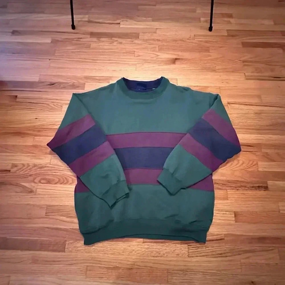 VINTAGE x  CLAYBROOKE SPORT Stripe Color block Sweatshirt 90s l Size M - Picture 7 of 9